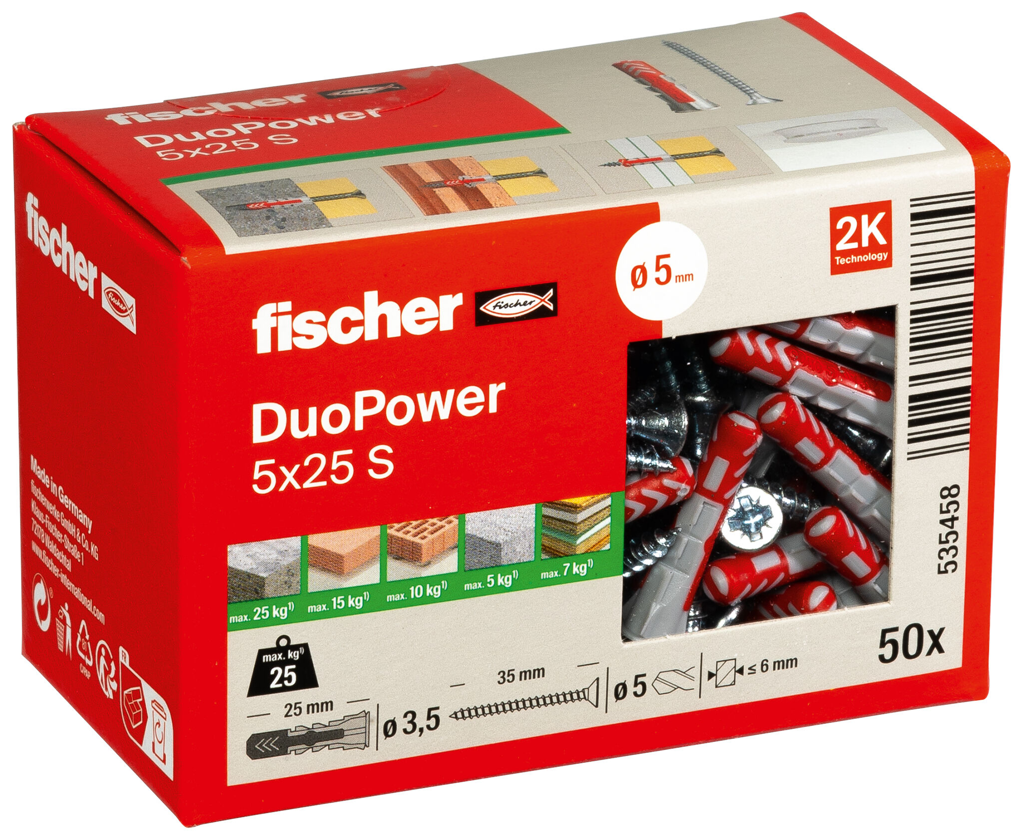 fischer universal plug DuoPower 5 x 25 S with screw